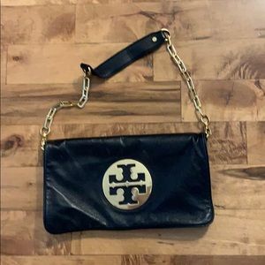 Tory Burch Black Leather Reva Clutch / Bag